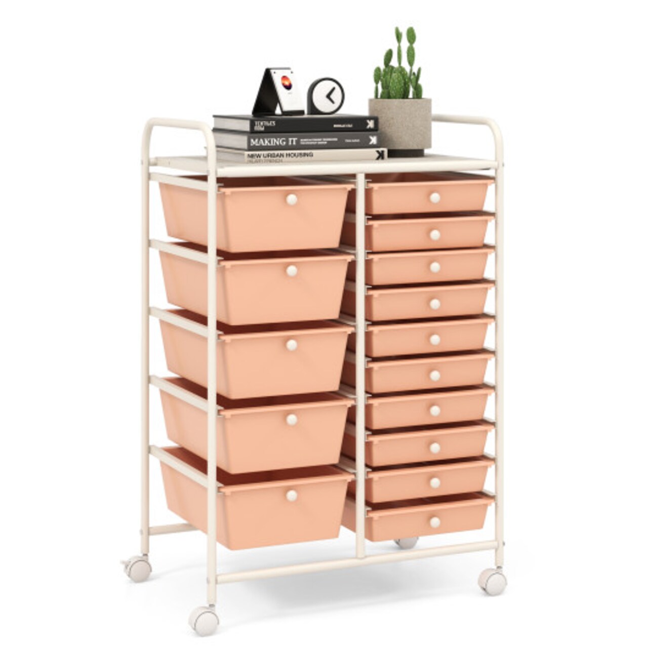 Rolling Storage Cart 15 Drawer Organizer With Wheels Craft Office Supply Organizer Steel Frame Multicolor Drawers